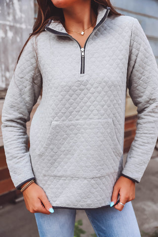 Jordynn Half Zip Pullover-H. Grey