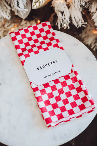 Holiday Checkers Tea Towel-Geometry