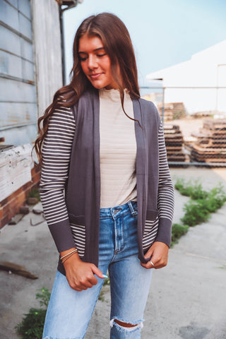 Brooks Cardigan-Charcoal