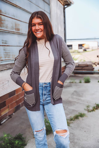 Brooks Cardigan-Charcoal