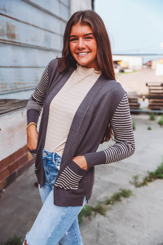 Brooks Cardigan-Charcoal