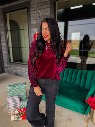 Camille Velvet Top-Wine