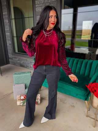 Camille Velvet Top-Wine