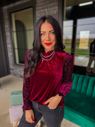 Camille Velvet Top-Wine