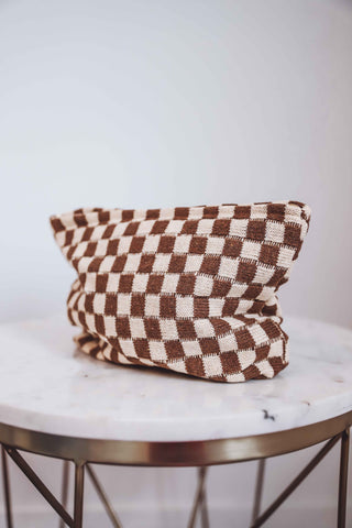 Checkered Knit Cosmetic Bag-Large-4 Colors