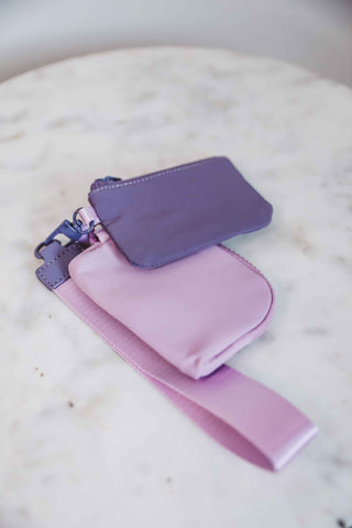 Dual Pouch Wristlet Wallet-Purple/Lavendar