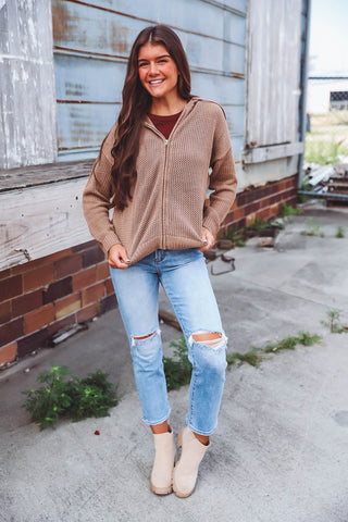 Levi Full Zip Sweater-Mocha