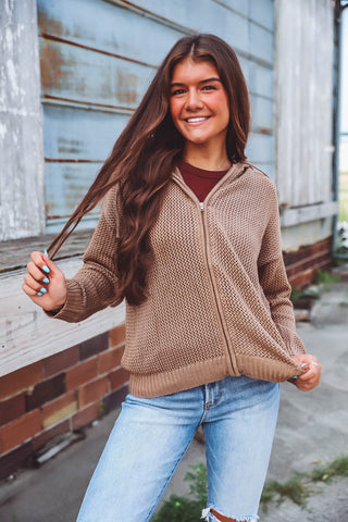 Levi Full Zip Sweater-Mocha