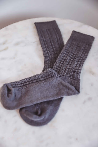 Cable Knit Socks-Light Grey