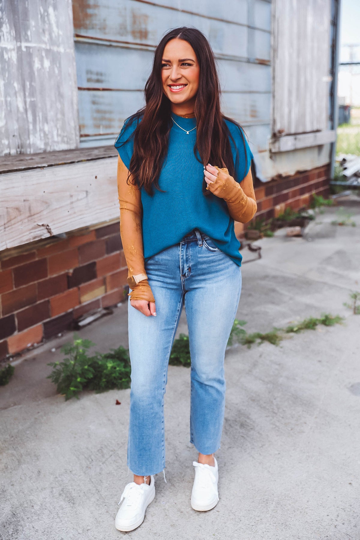 Lindsey Knit Top-Teal