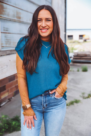 Lindsey Knit Top-Teal