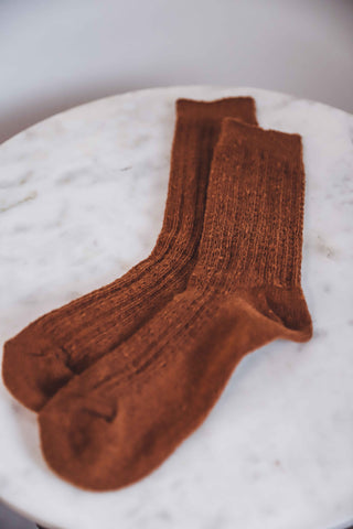 Cable Knit Socks-Bronze