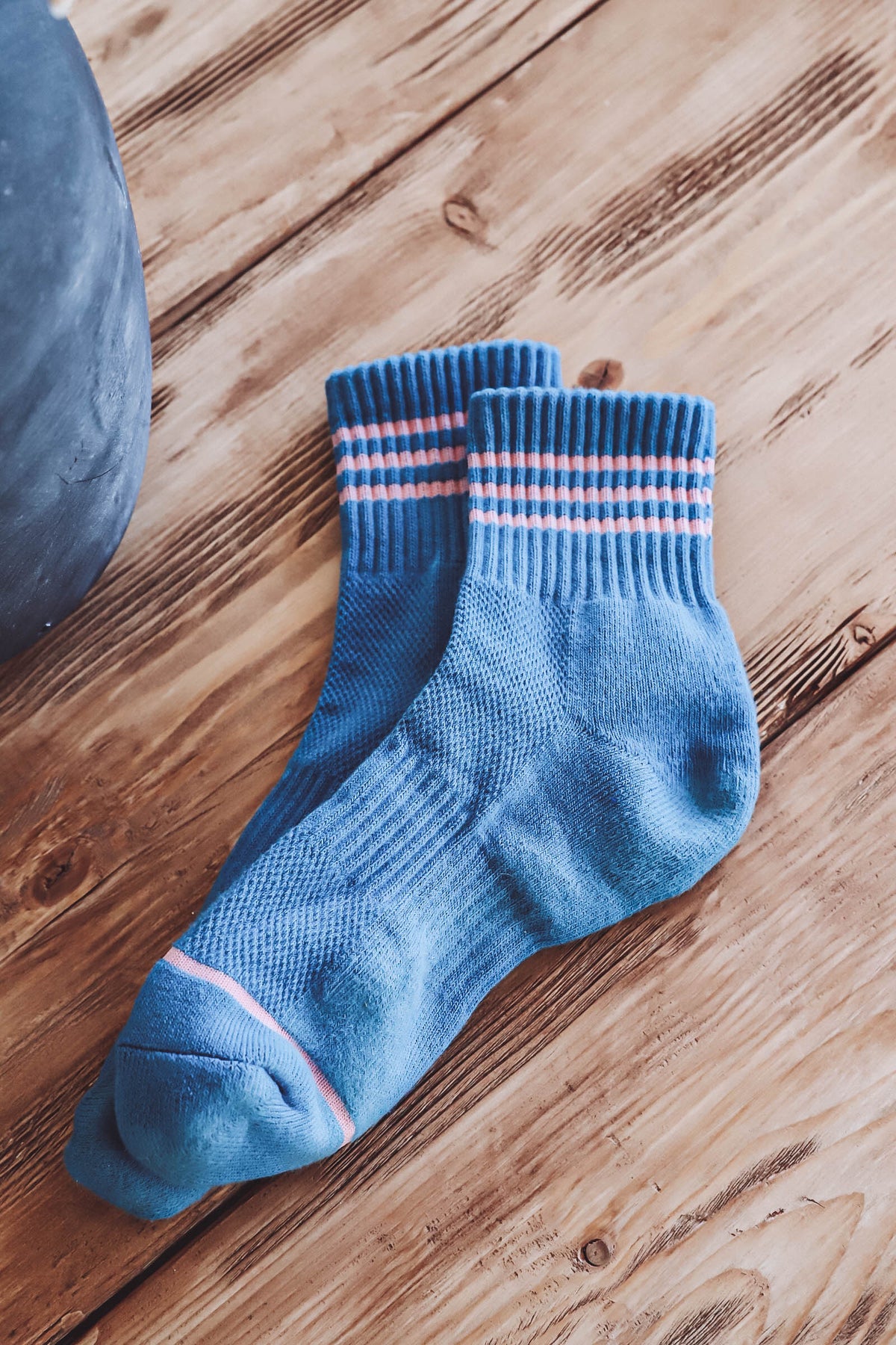 Striped Ankle Sporty Socks-Blue