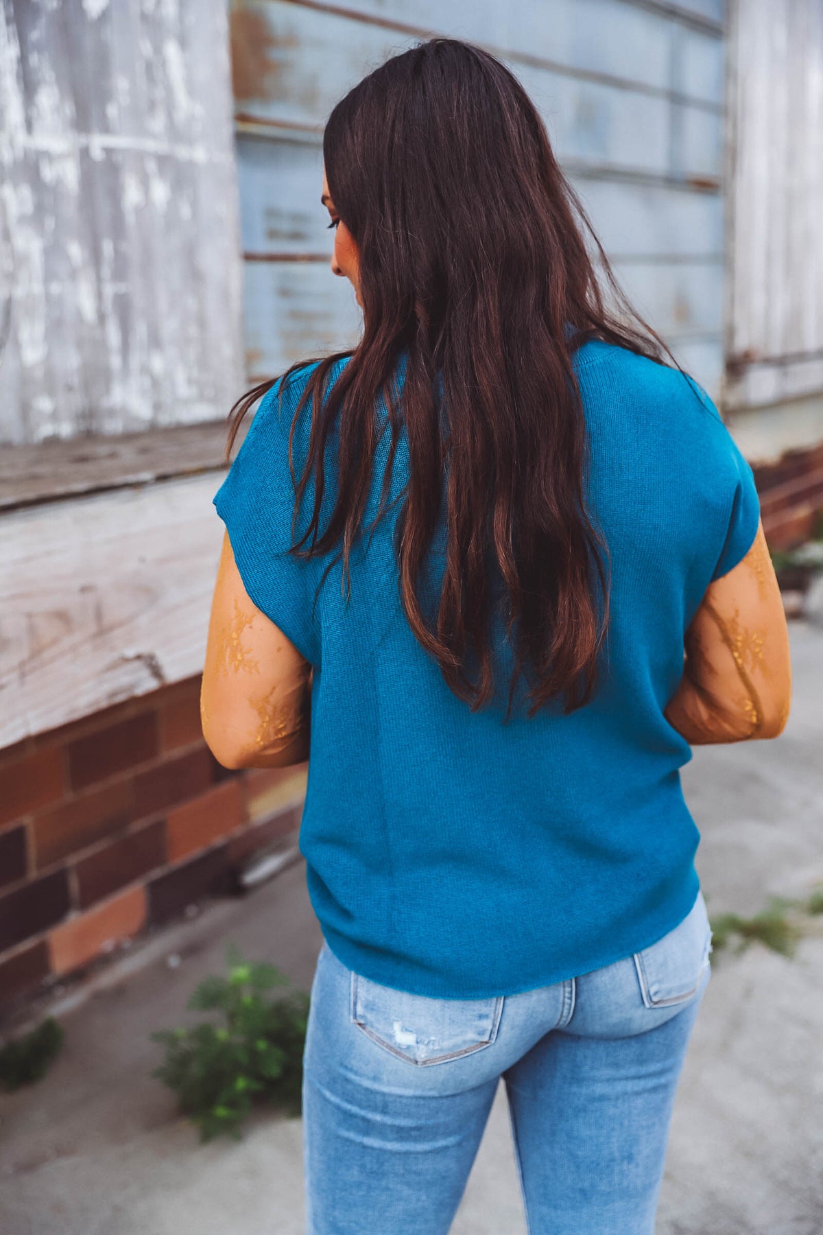 Lindsey Knit Top-Teal