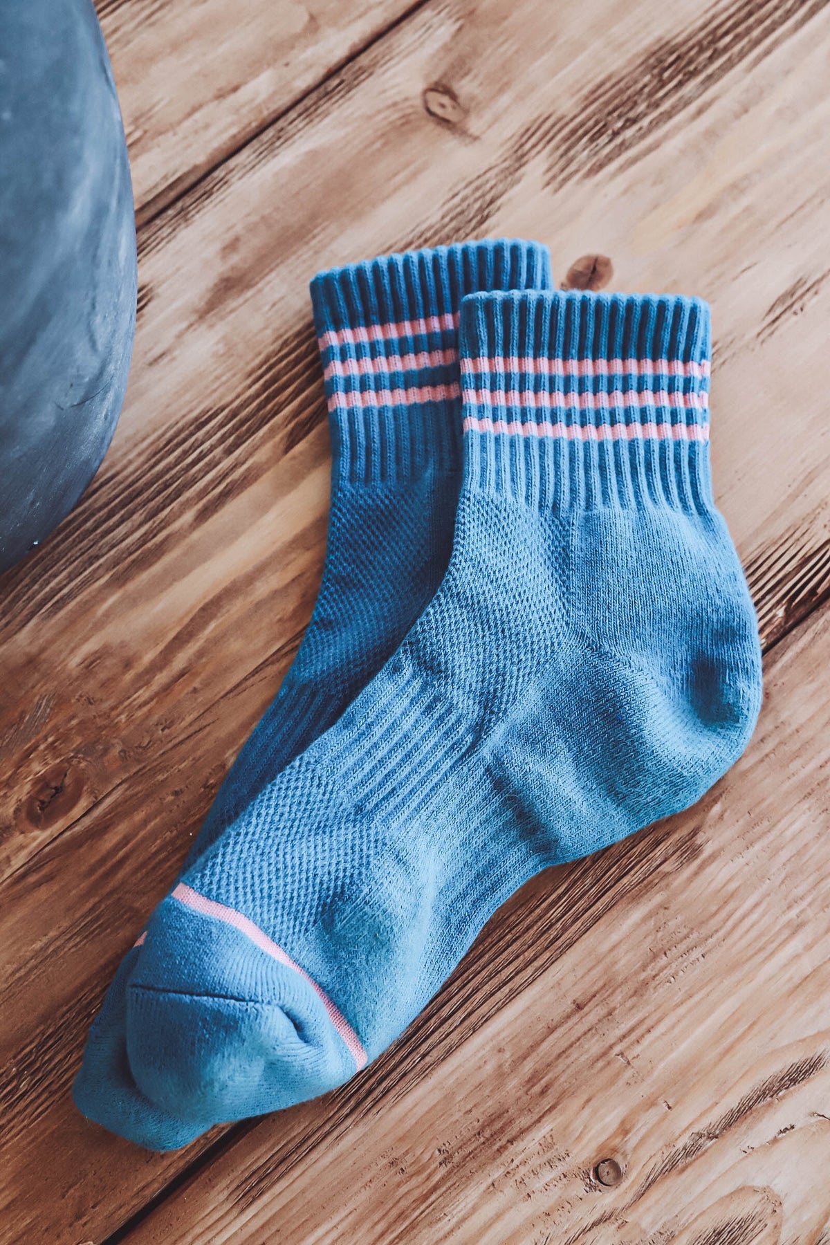 Striped Ankle Sporty Socks-Blue