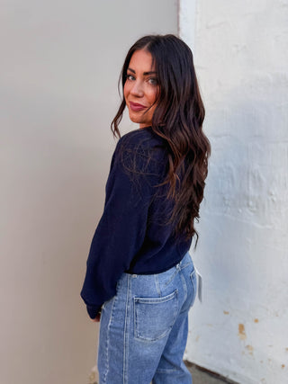 Liliana Henley Sweater-Navy