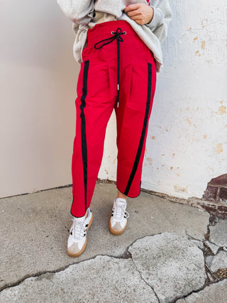 Cool Girl Barrel Pants-Red/Black