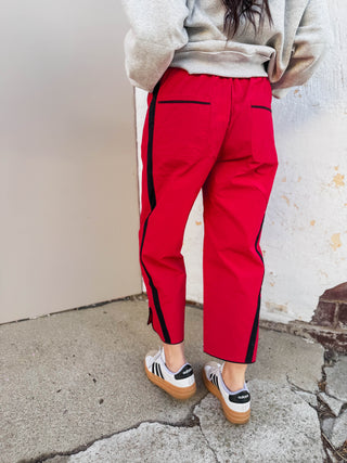 Cool Girl Barrel Pants-Red/Black