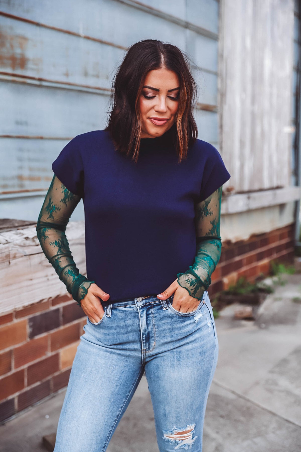 Monica Knit Top-Navy