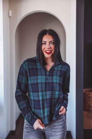 Amani Top-Pine Navy Plaid-Thread & Supply