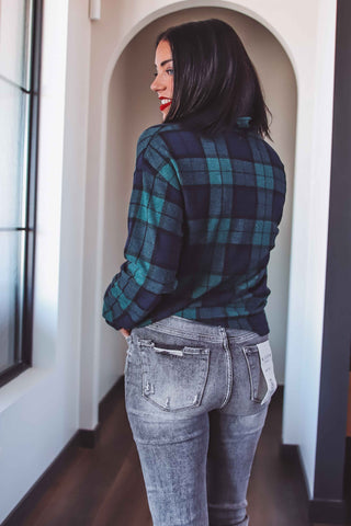 Amani Top-Pine Navy Plaid-Thread & Supply