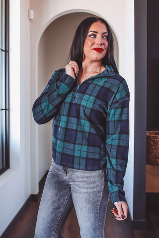 Amani Top-Pine Navy Plaid-Thread & Supply