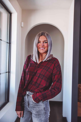 Amani Top-Burgundy Plaid-Thread & Supply