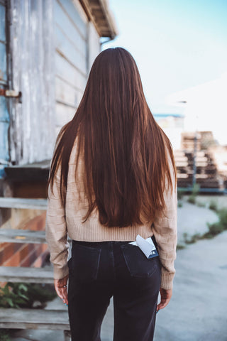 Kayla Checkered Sweater-Taupe