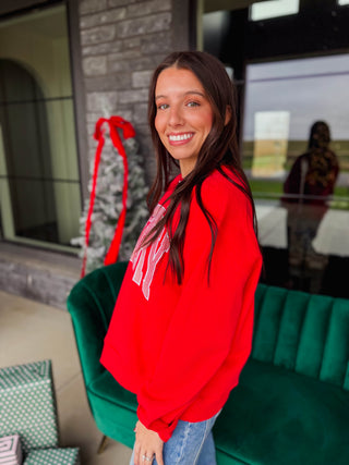 Striped Merry Embroidered Crewneck