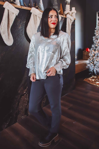 Gloria Metallic Top-Pearl