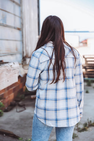 Lewis Top-Cream Blue Plaid-Thread & Supply