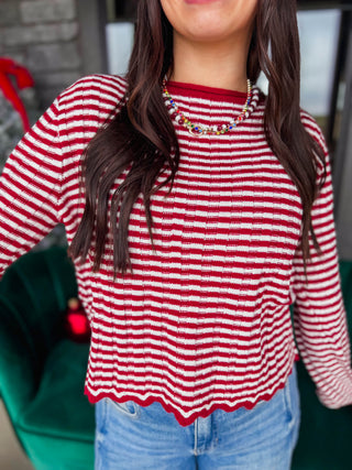 Katie Striped Sweater-Red