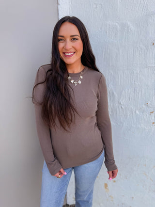 Reagan Long Sleeve Top-Mocha