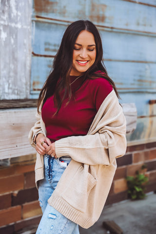 Hazel Cardigan-Taupe