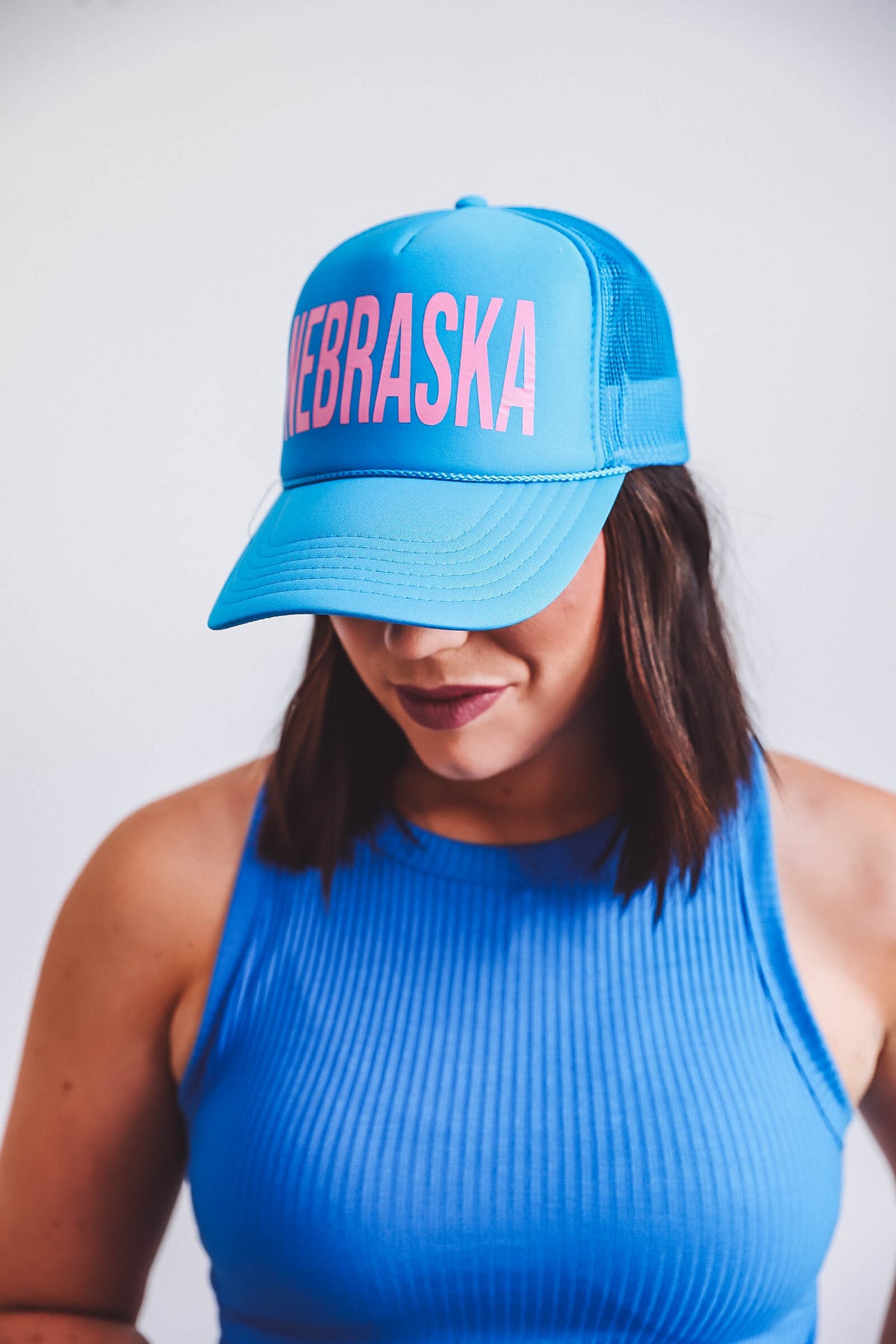 Nebraska Trucker Hat-Blue/Pink