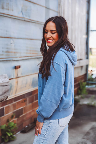 Allie Zip Up Hoodie-Grey Blue