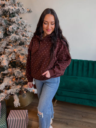 Millie Polka Dot Hoodie-Brown