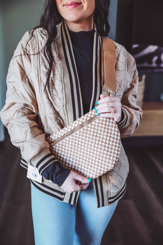 Westlyn Woven Bum Bag-Checkered Tan