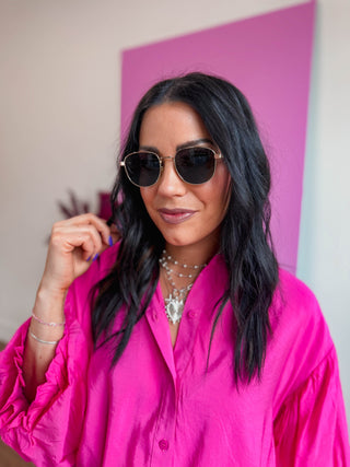 Born Ready Sunglasses-Gold Frame/Smoke Lens-Quay