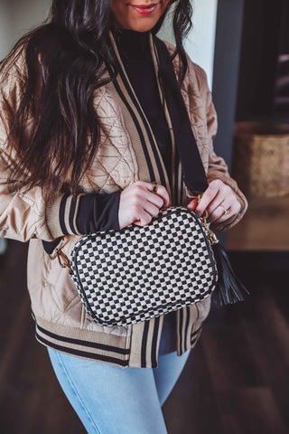 Willow Camera Crossbody Bag-Checkered Black