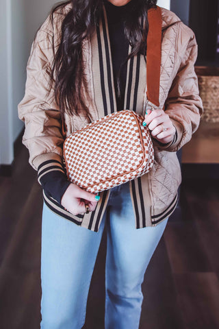 Willow Camera Crossbody Bag-Checkered Brown