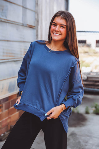 Kiley Pullover-Navy Blue