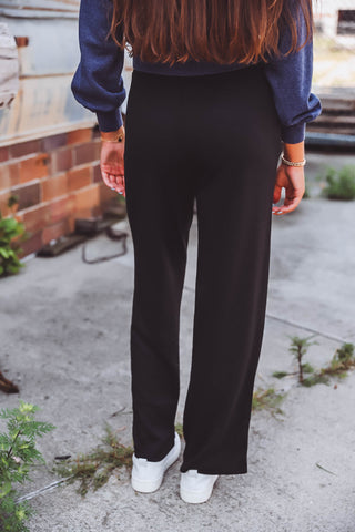 Hallie Wide Leg Sweatpants-Black