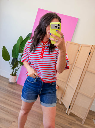 Signature Stripe Knit Top-Blue/Red
