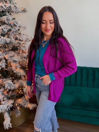 Lacey Cardigan-Light Plum