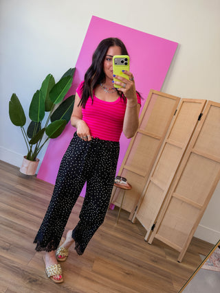 Chill Day Striped Tee-Fuchsia