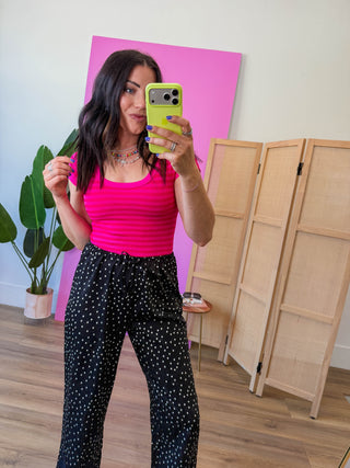 Chill Day Striped Tee-Fuchsia