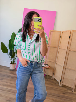 Traci Striped Top-Green