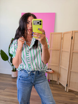 Traci Striped Top-Green
