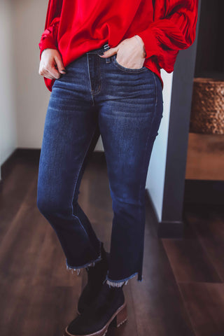 Mollie High Rise Crop Flare Denim